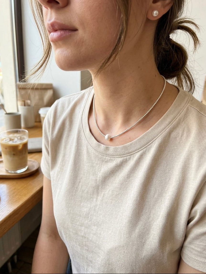 Collar Plata con perla natural