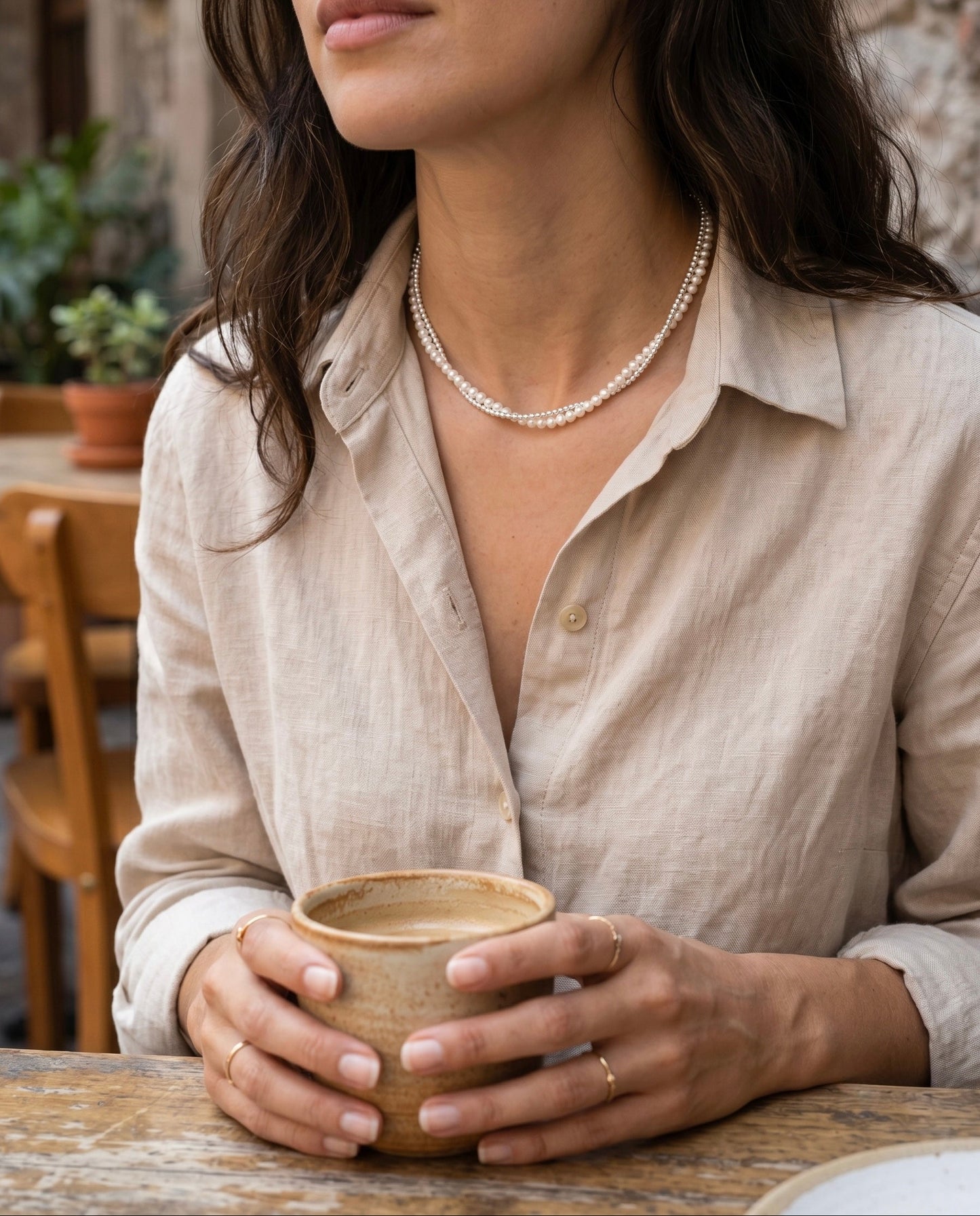 Collar Perla Dual (Plata + Perla)