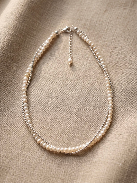 Collar Perla Dual (Plata + Perla)
