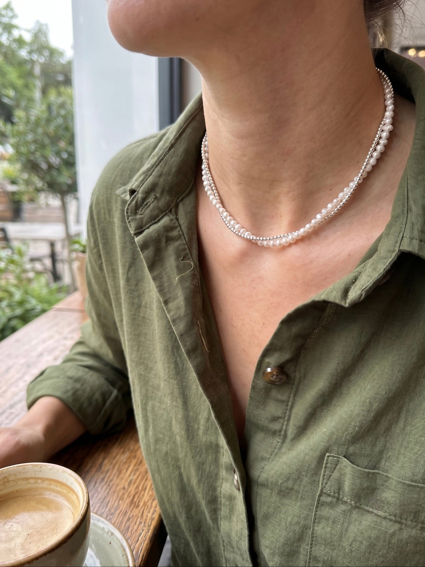 Collar Perla Dual (Plata + Perla)