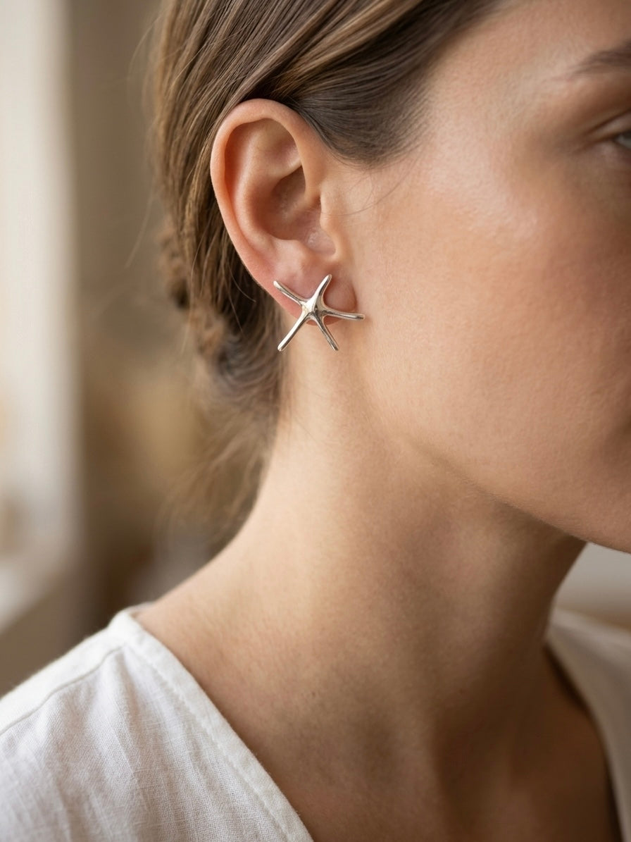 Aretes Estrella de Mar — Plata .925
