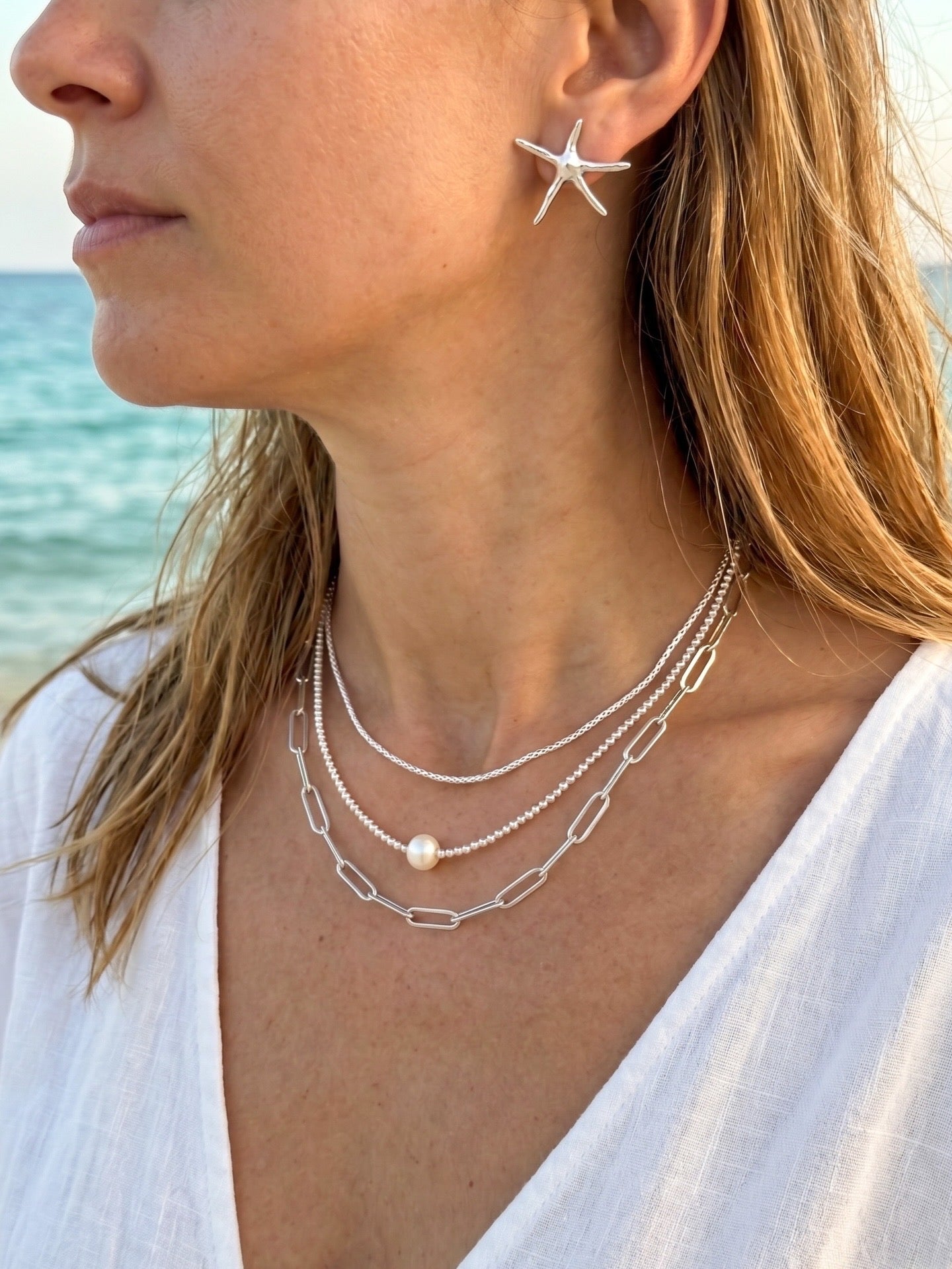 Aretes Estrella de Mar — Plata .925