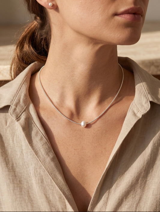 Collar Plata con perla natural