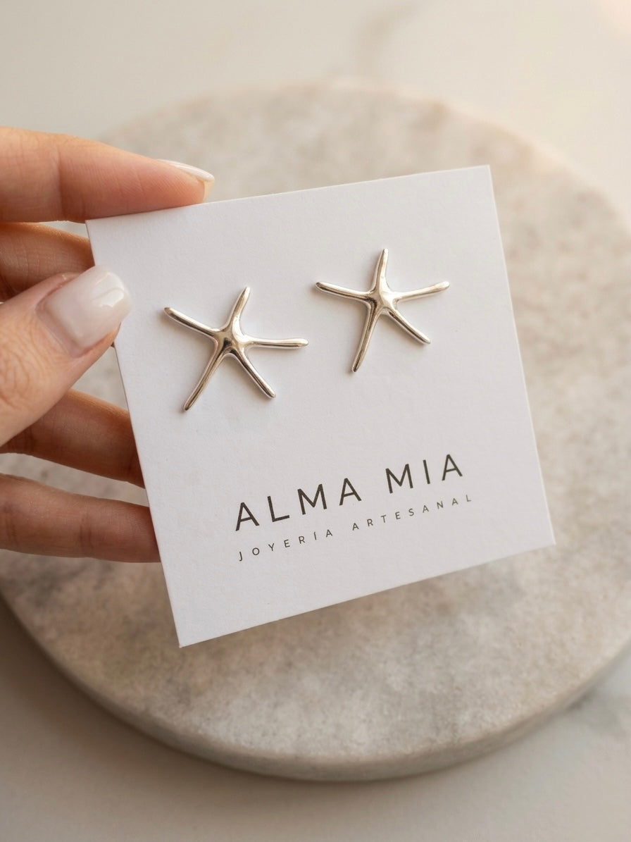 Aretes Estrella de Mar — Plata .925