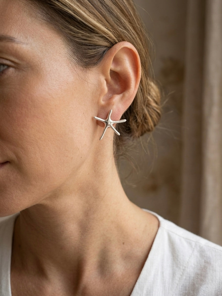 Aretes Estrella de Mar — Plata .925
