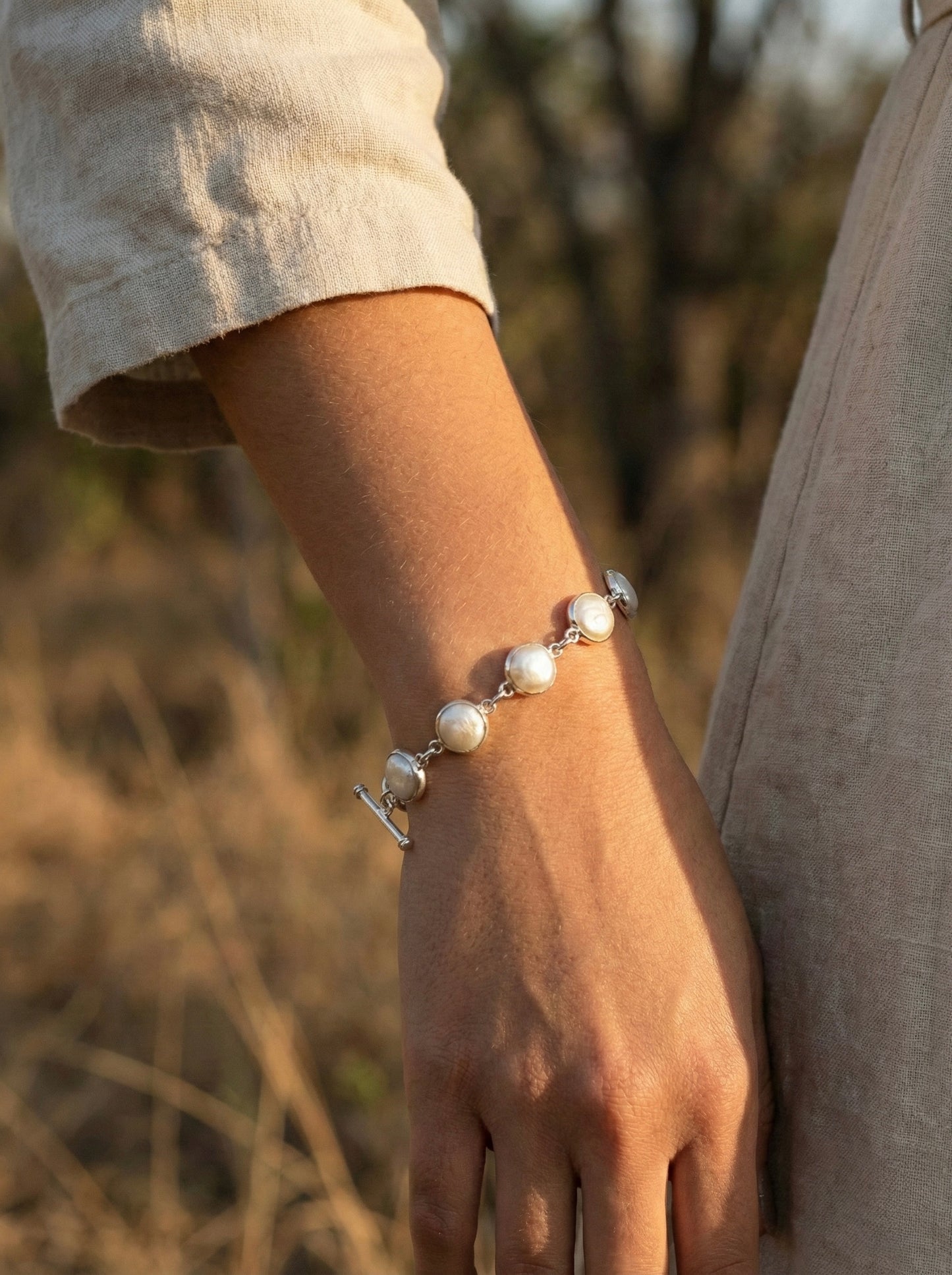 Pulsera de madre perla y plata .925