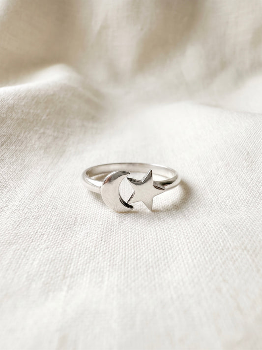 Anillo Luna y Estrella Plata .925