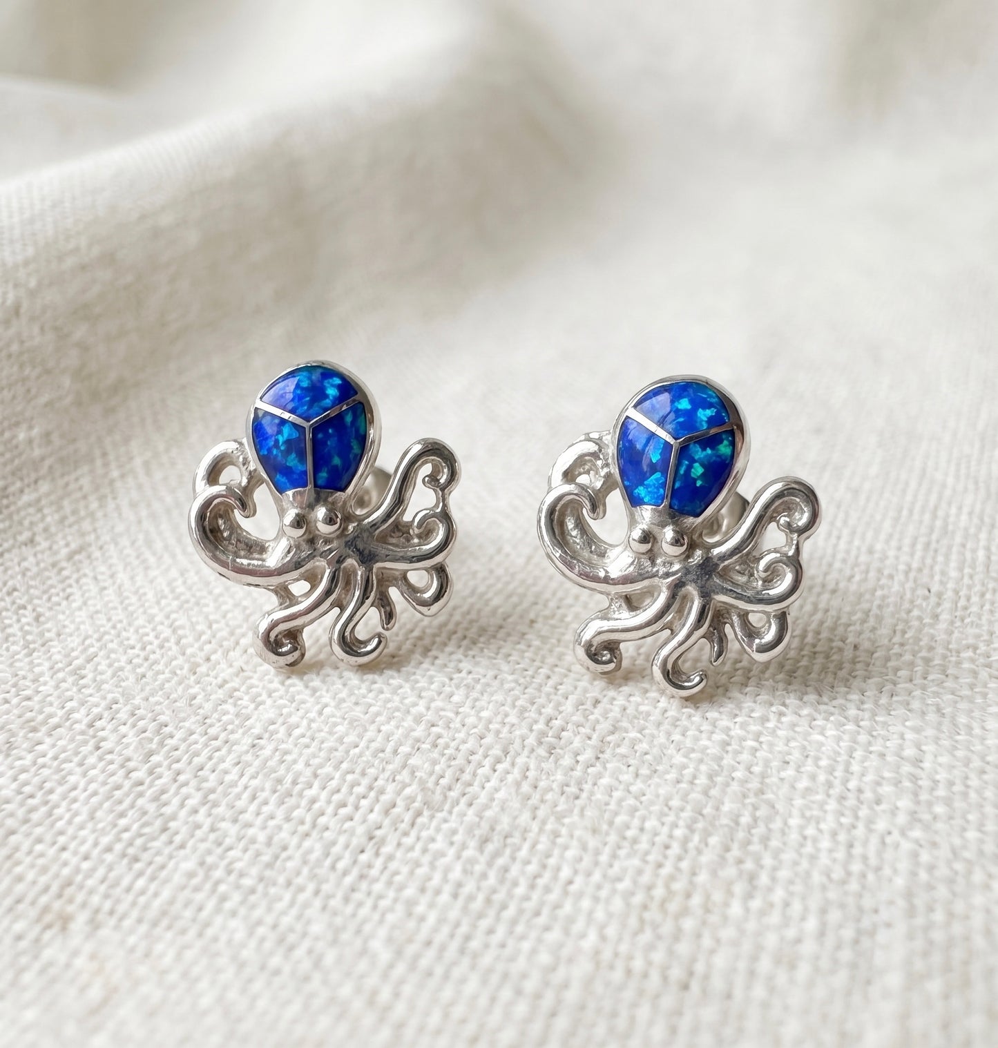 Aretes Pulpo Ópalo Azul