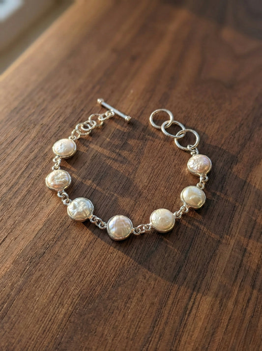 Pulsera de madre perla y plata .925